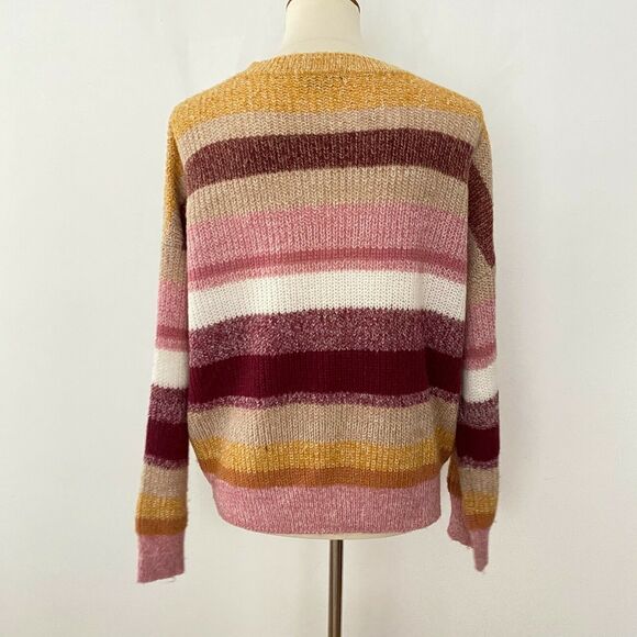 Nordstrom Sanctuary Blur the Lines Stripe Crewneck Sweater Pullover L Large - Picture 4 of 8